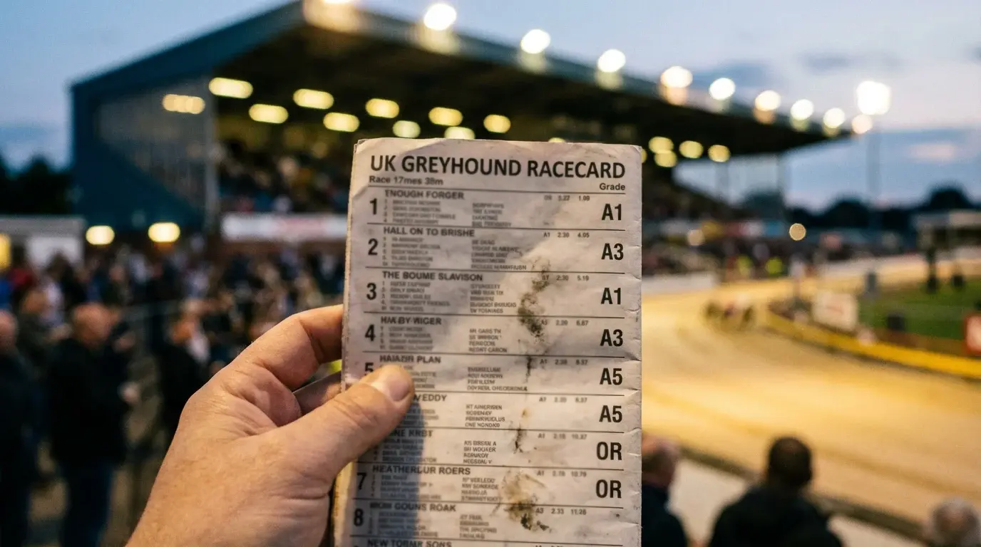 Greyhound racing grades explained — racecard showing graded races at a UK track